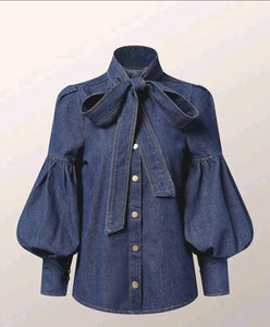 Puff Sleeve Demin Top