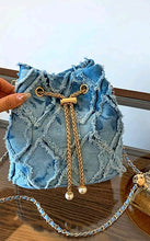 Load image into Gallery viewer, Demin Drawstring Crossbody
