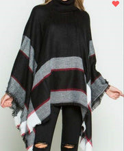 Load image into Gallery viewer, Checker Turtle neck Poncho One Size
