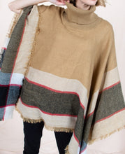 Load image into Gallery viewer, Checker Turtle neck Poncho One Size
