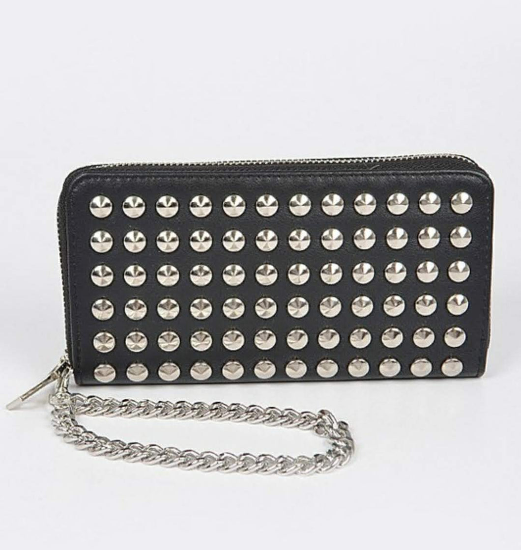 Studded wallet with chain