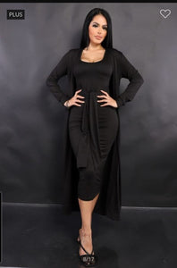 Black bodycon dress w/duster PRECIOUS T ROSE Black bodycon dress w/duster PRECIOUS T ROSE